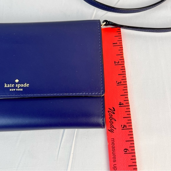 Kate Spade Crossbody Purse Blue Purple Snap Closure Card Holder Zip Pocket - Picture 5 of 10